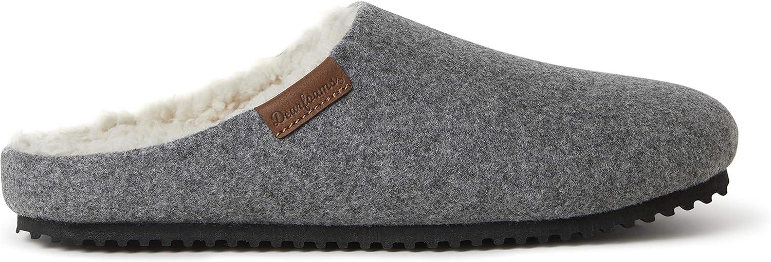 imageDearfoams womens Microwool Molded Footbed ClogSlipperGrey Heather