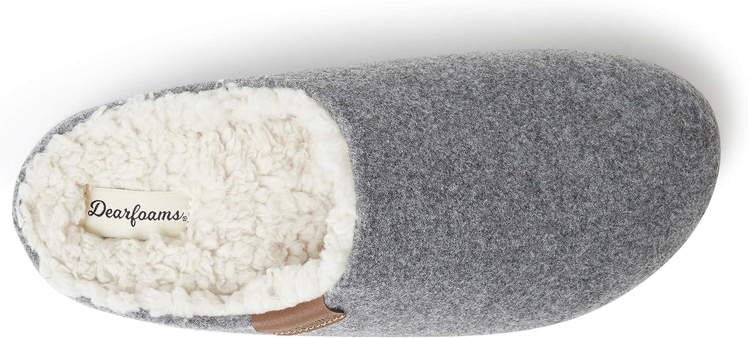 imageDearfoams womens Microwool Molded Footbed ClogSlipperGrey Heather