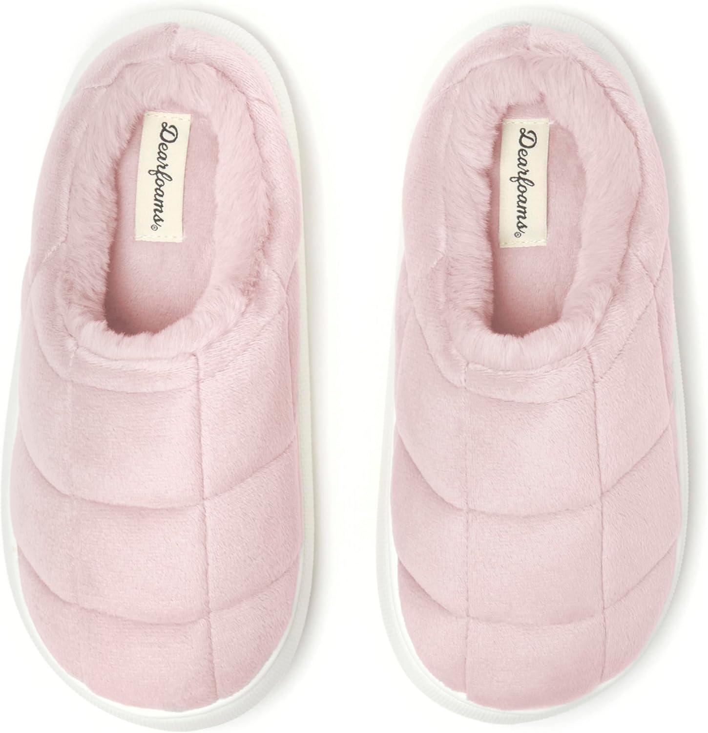 imageDearfoams womens Quilted Cloud Puff Lightweight Cozy Shea Clog With Platform Cushioned OutsolePowder Pink