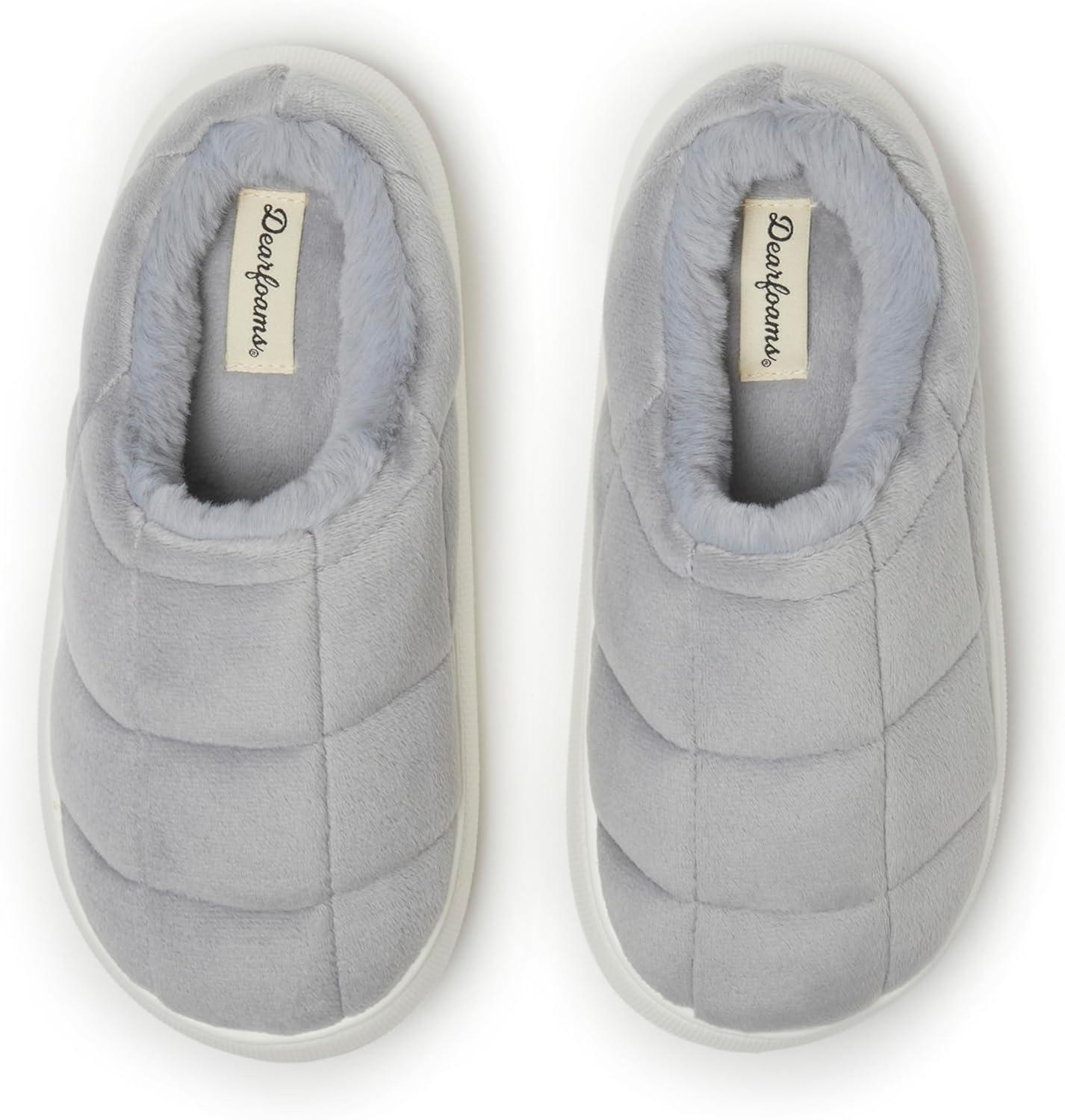 imageDearfoams womens Quilted Cloud Puff Lightweight Cozy Shea Clog With Platform Cushioned OutsoleSleet