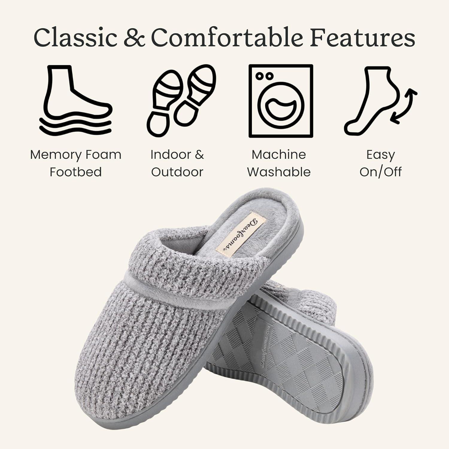imageDearfoams womens Serena Memory Foam Chenille Scuff House Shoe SlipperBlack