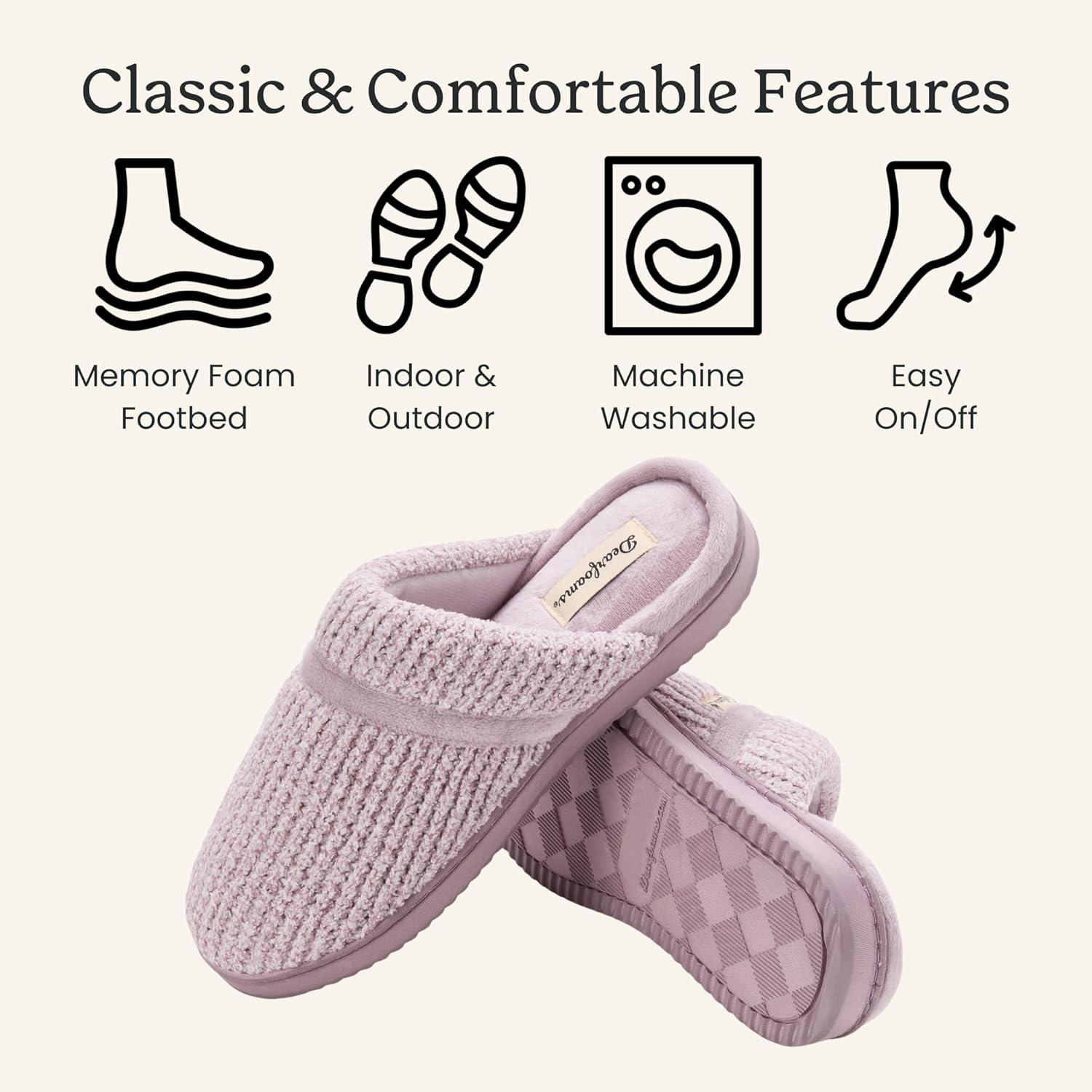 imageDearfoams womens Serena Memory Foam Chenille Scuff House Shoe SlipperFrosted Plum