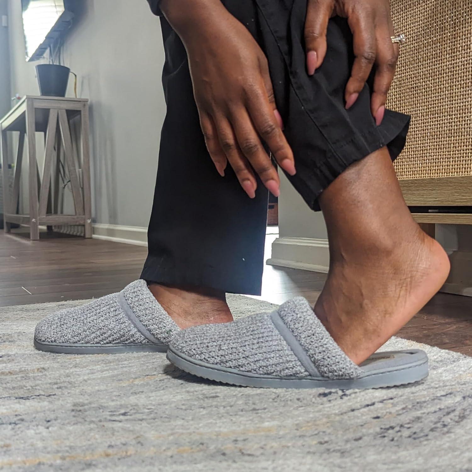 imageDearfoams womens Serena Memory Foam Chenille Scuff House Shoe SlipperSleet