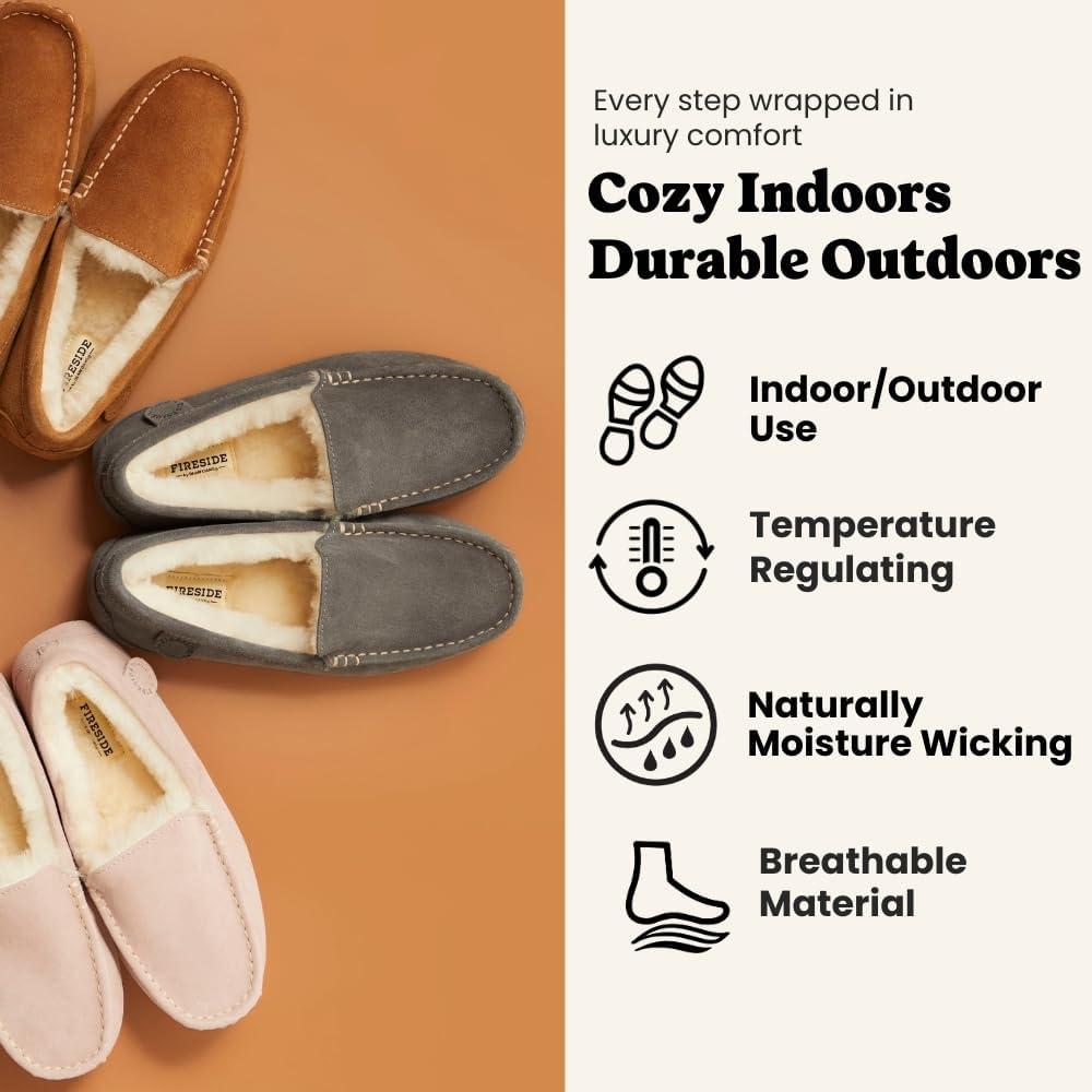 imageFireside By Dearfoams Womens Mel Shearling MoccasinGrey