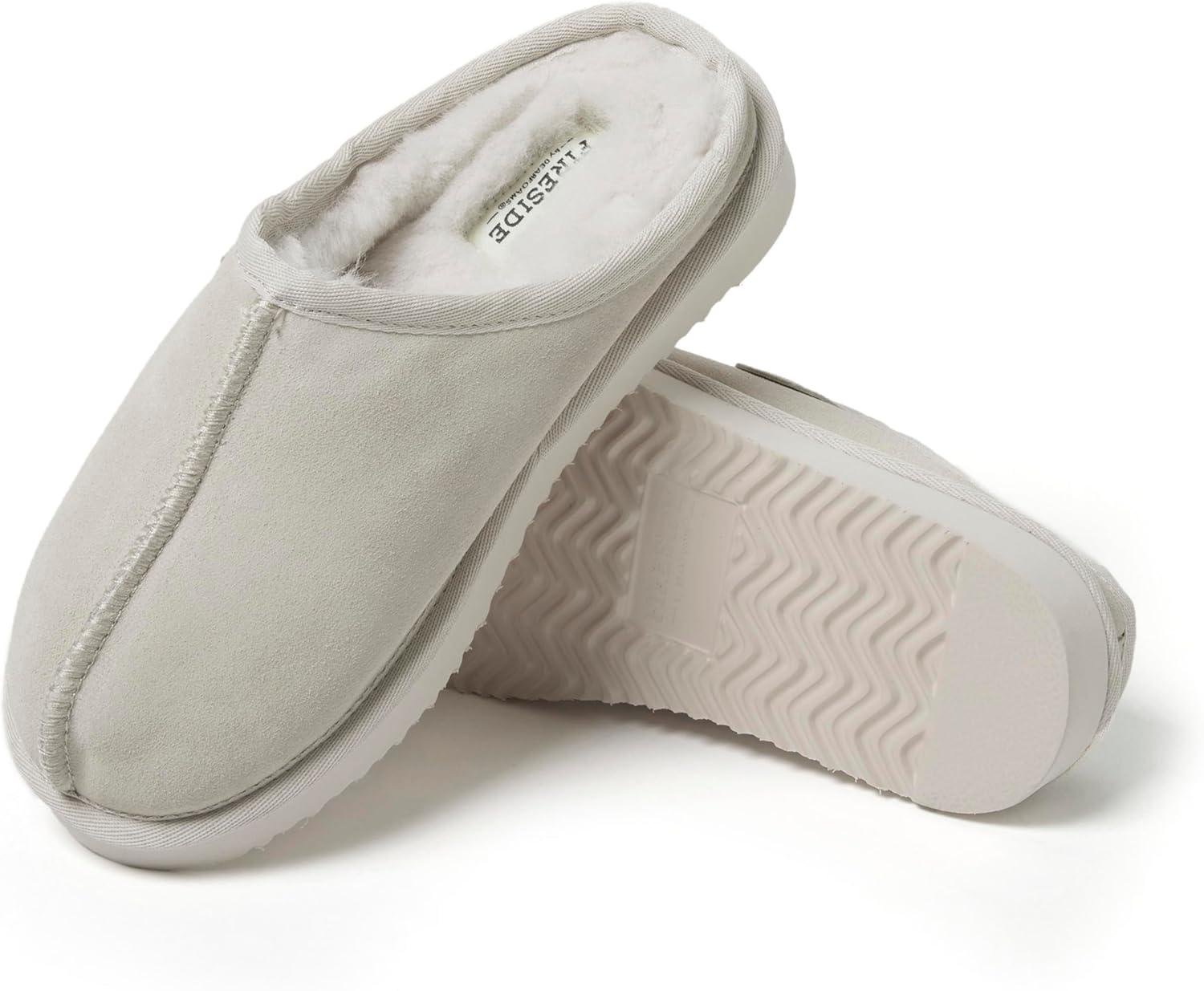 imageFireside by Dearfoams Womens Greta Genuine Shearling Clog Slippers 100 Natural Suede Clogs for Outdoor ampamp IndoorBone
