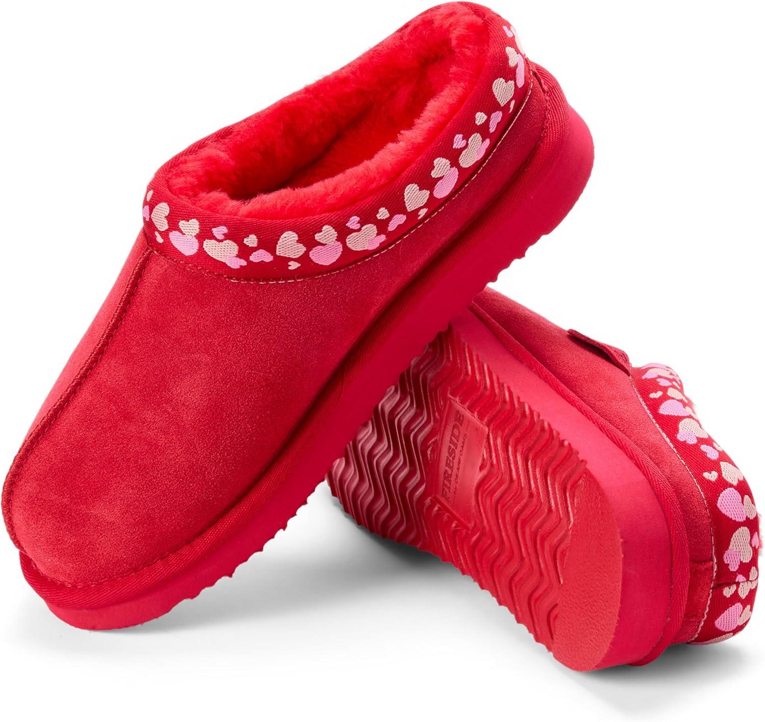imageFireside by Dearfoams Womens Greta Genuine Shearling Clog Slippers 100 Natural Suede Clogs for Outdoor ampamp IndoorPoppy