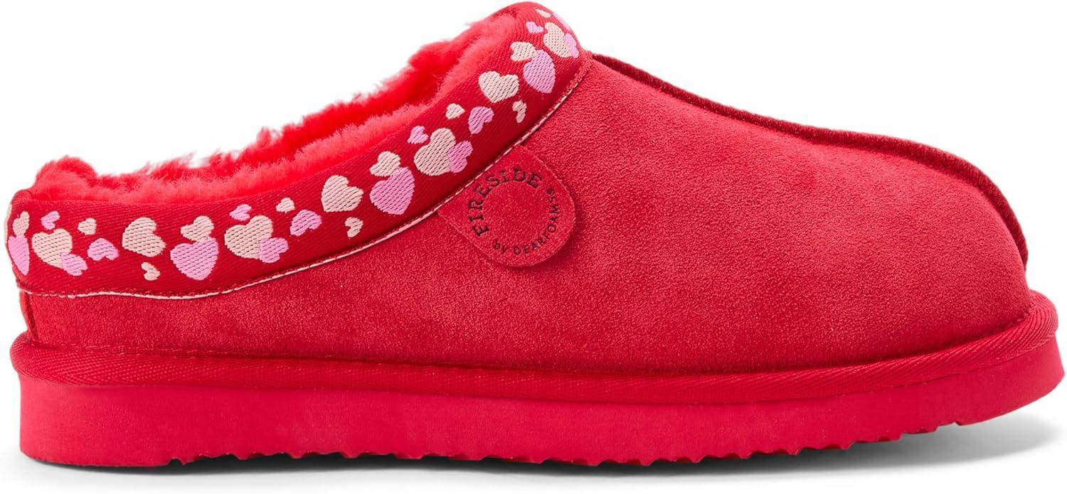 imageFireside by Dearfoams Womens Greta Genuine Shearling Clog Slippers 100 Natural Suede Clogs for Outdoor ampamp IndoorPoppy
