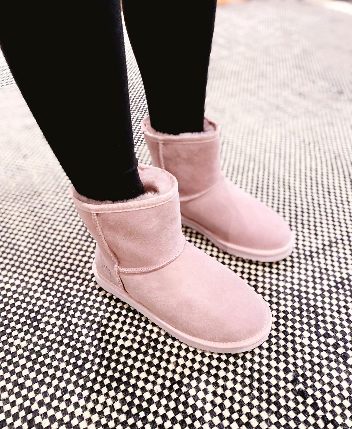 imageFireside by Dearfoams Womens Rosebery Shearling Lined IndoorOutdoor Boot Mid CalfDusty Pink