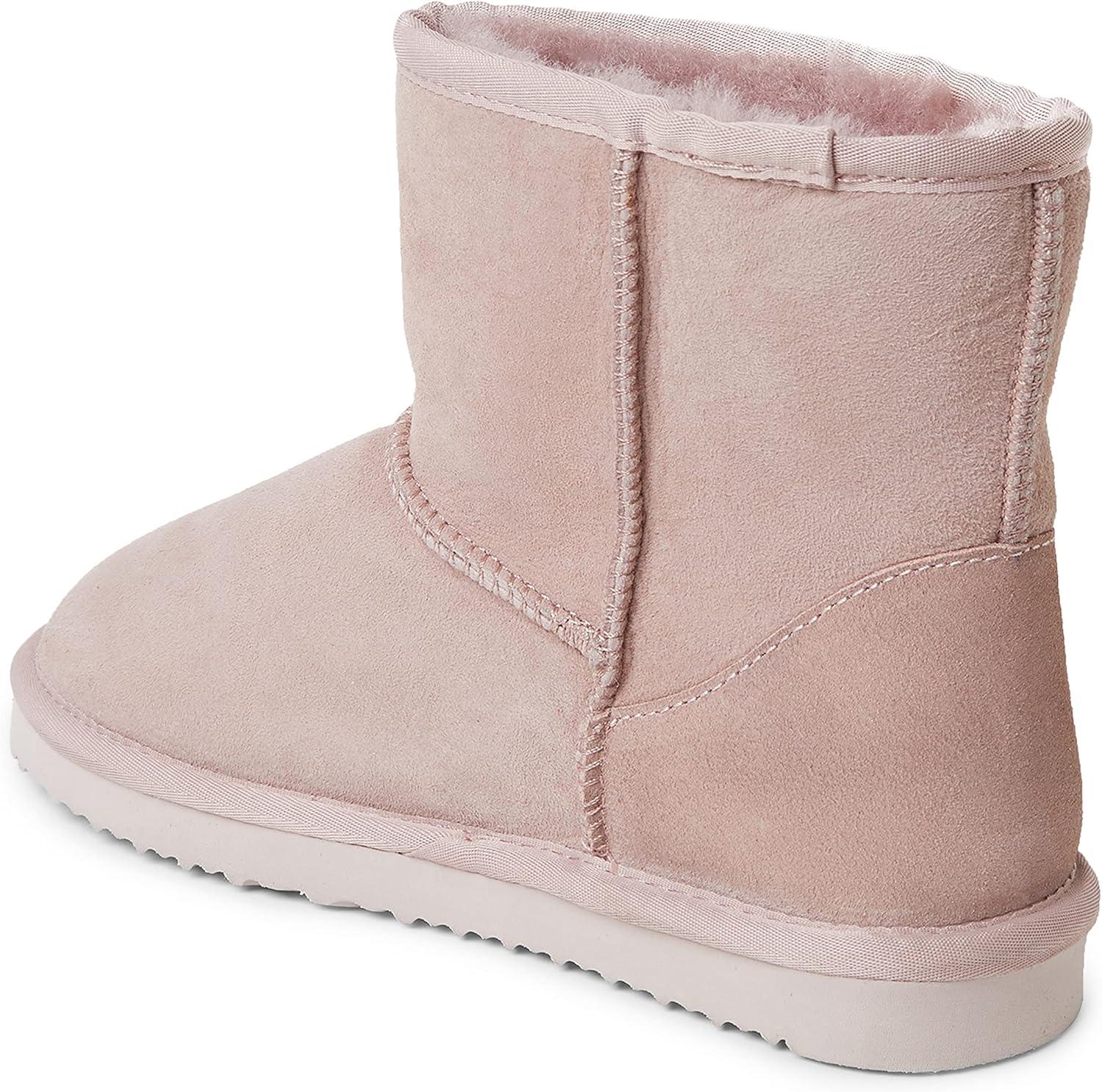 imageFireside by Dearfoams Womens Rosebery Shearling Lined IndoorOutdoor Boot Mid CalfDusty Pink
