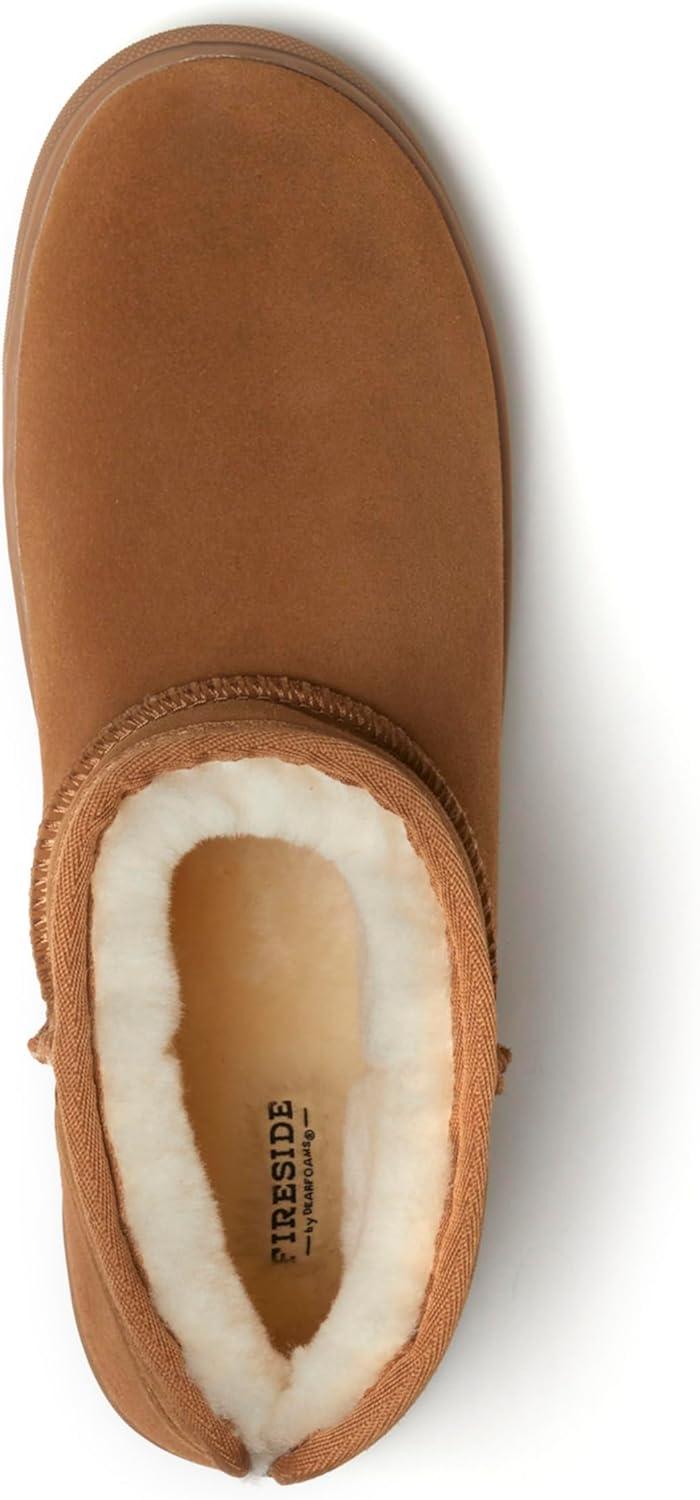 imageFireside by Dearfoams mens Bathurst Mens Slipper Genuine Shearling Micro Bootie Indoor Outdoor House ShoeChestnut