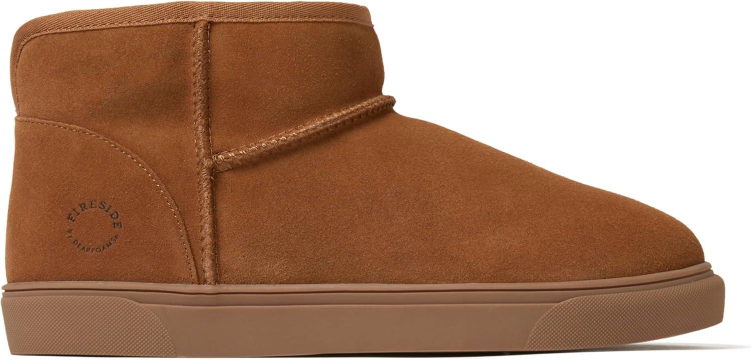 imageFireside by Dearfoams mens Bathurst Mens Slipper Genuine Shearling Micro Bootie Indoor Outdoor House ShoeChestnut