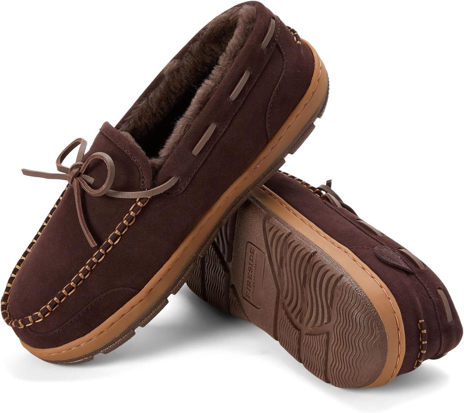 imageFireside by Dearfoams mens Forster Genuine Shearling Moc With StitchingCoffee