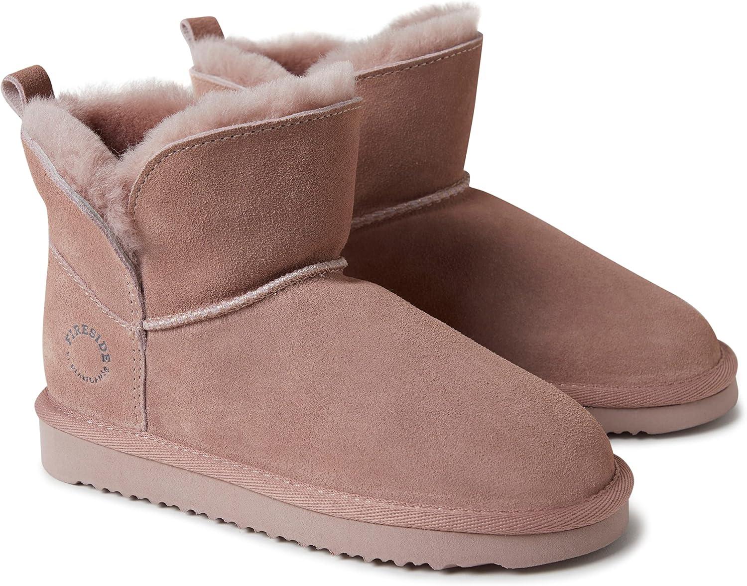 imageFireside by Dearfoams unisexchild Bunbury Genuine Genuine Shearling IndoorOutdoor Folddown BootDusty Pink