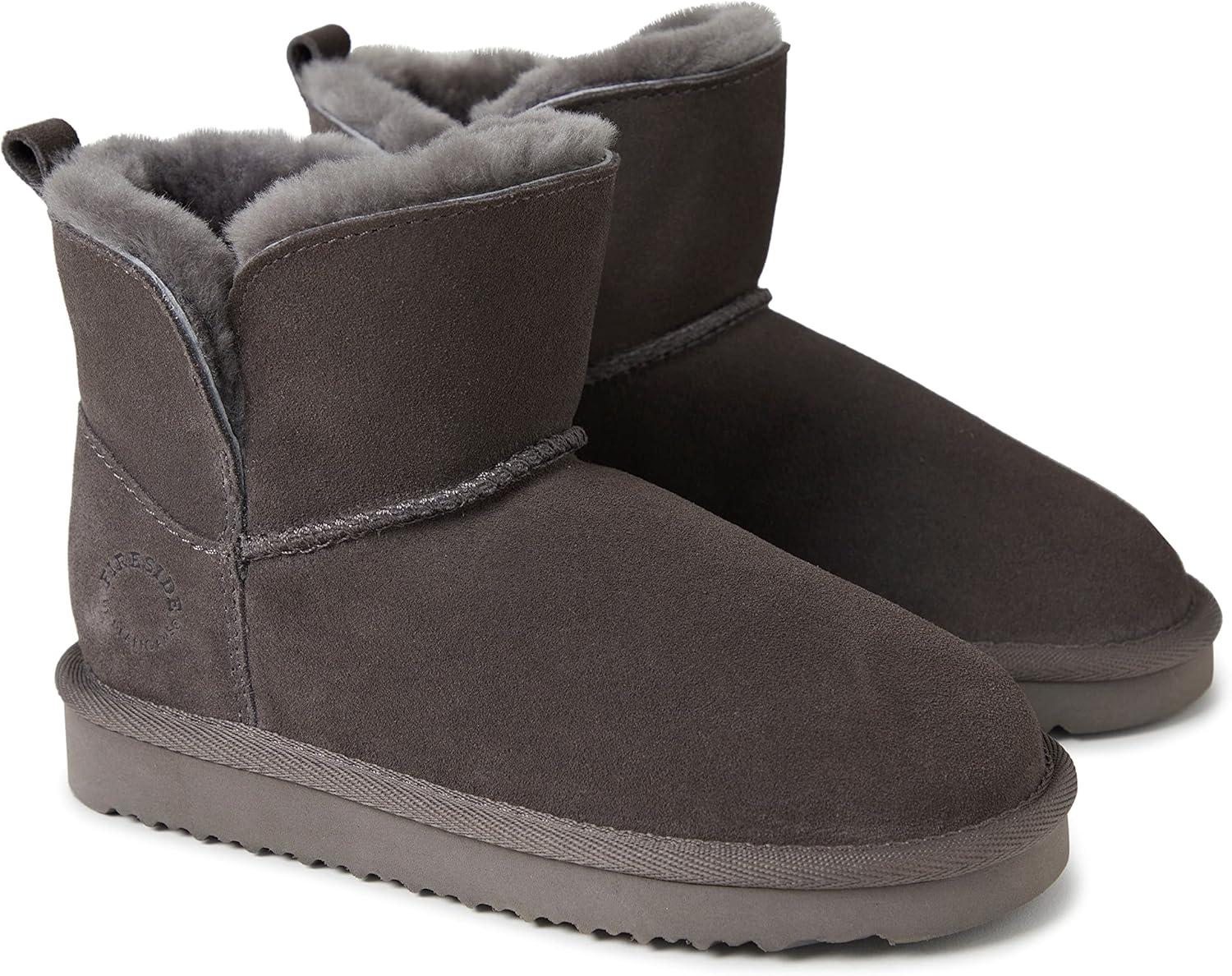 imageFireside by Dearfoams unisexchild Bunbury Genuine Genuine Shearling IndoorOutdoor Folddown BootGrey