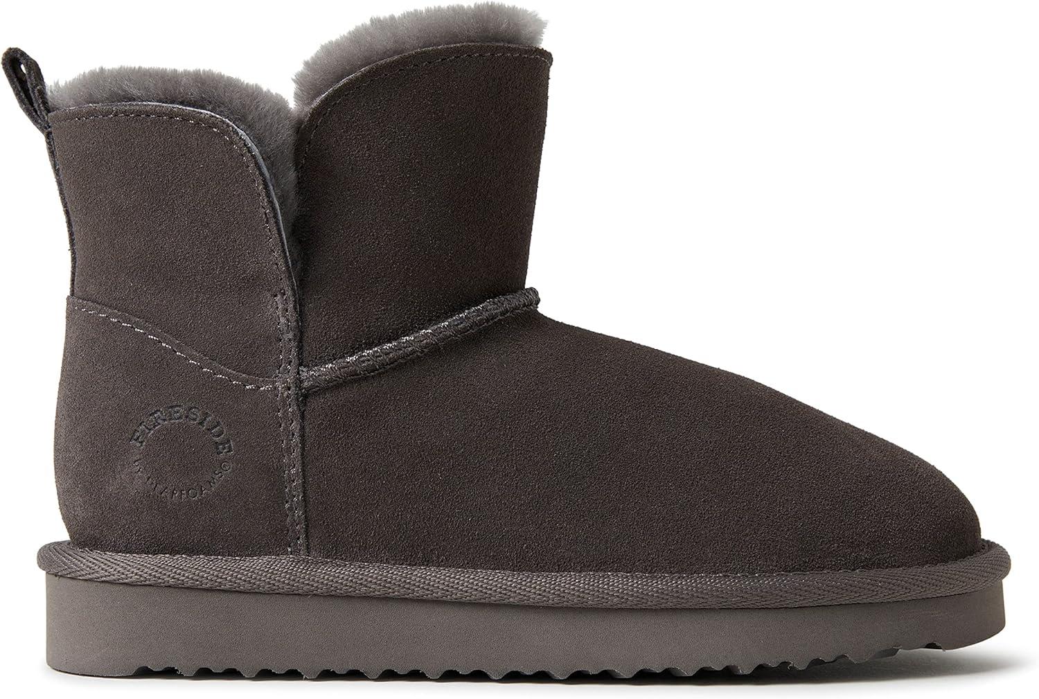 imageFireside by Dearfoams unisexchild Bunbury Genuine Genuine Shearling IndoorOutdoor Folddown BootGrey