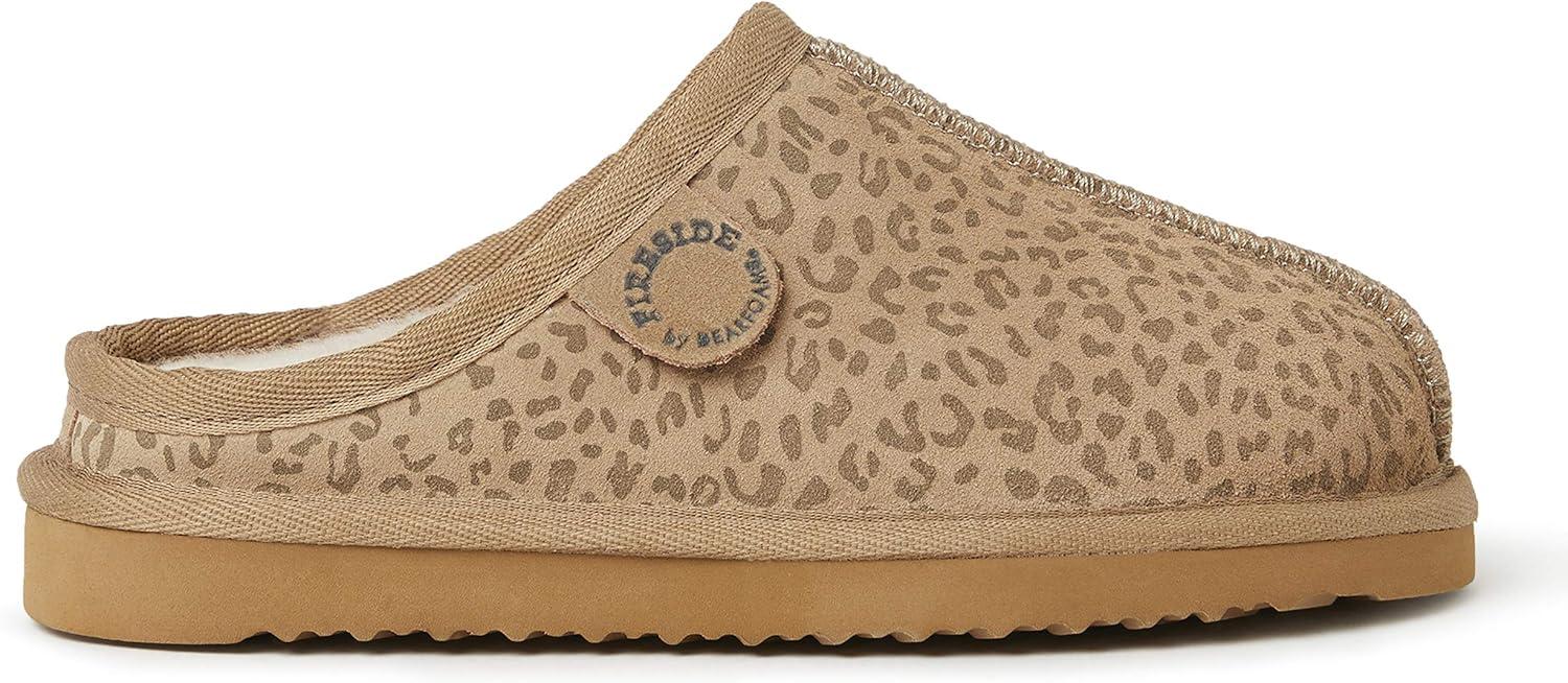 imageFireside by Dearfoams unisexchild Dempsey Genuine Shearling IndoorOutdoor ClogLeopard