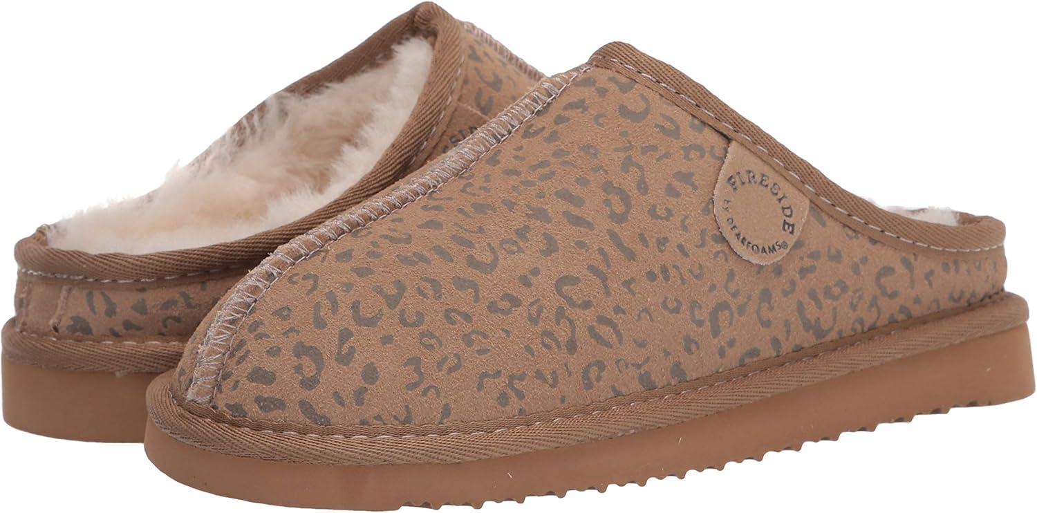 imageFireside by Dearfoams unisexchild Dempsey Genuine Shearling IndoorOutdoor ClogLeopard