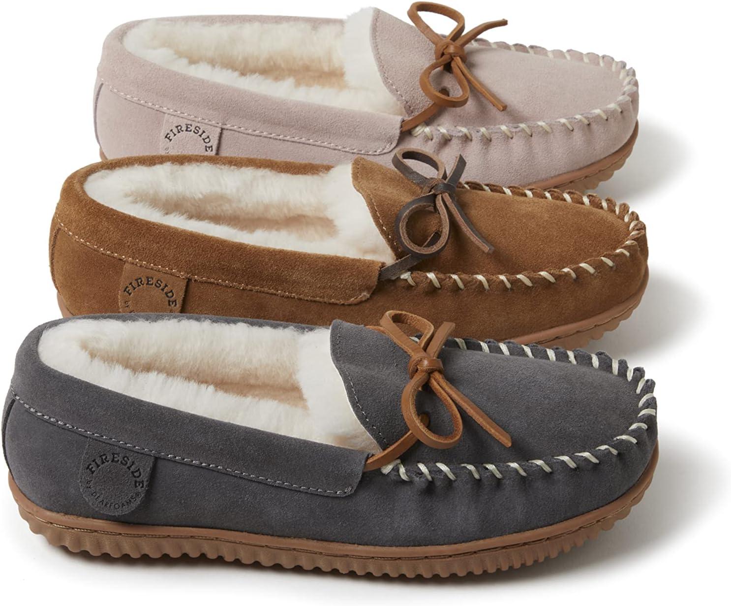 imageFireside by Dearfoams womens Alice Springs Genuine Shearling IndoorOutdoor MoccasinChestnut