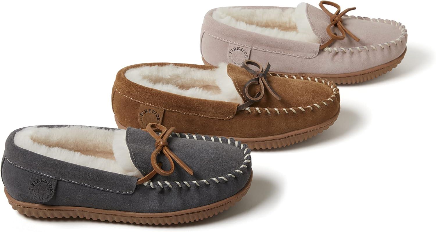 imageFireside by Dearfoams womens Alice Springs Genuine Shearling IndoorOutdoor MoccasinGrey