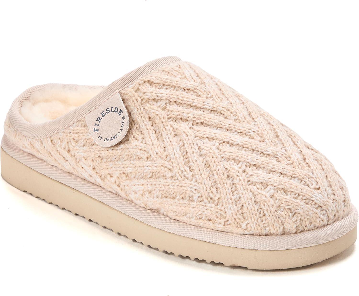 imageFireside by Dearfoams womens Greta Knit and Shearling ClogBone