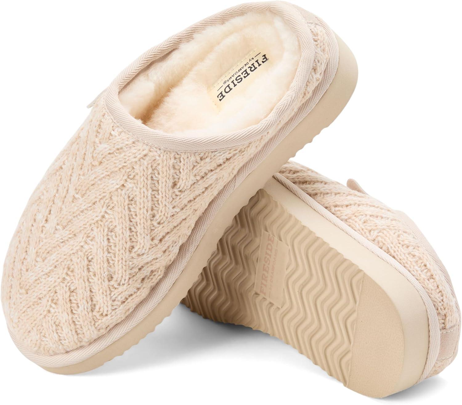 imageFireside by Dearfoams womens Greta Knit and Shearling ClogBone