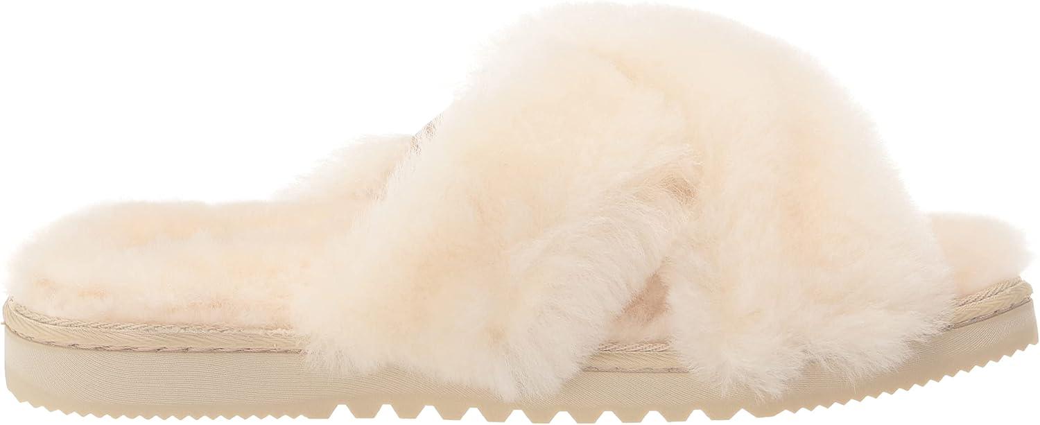 imageFireside by Dearfoams womens Newcastle Crossband All Over Shearling Easy onOff SlideCream