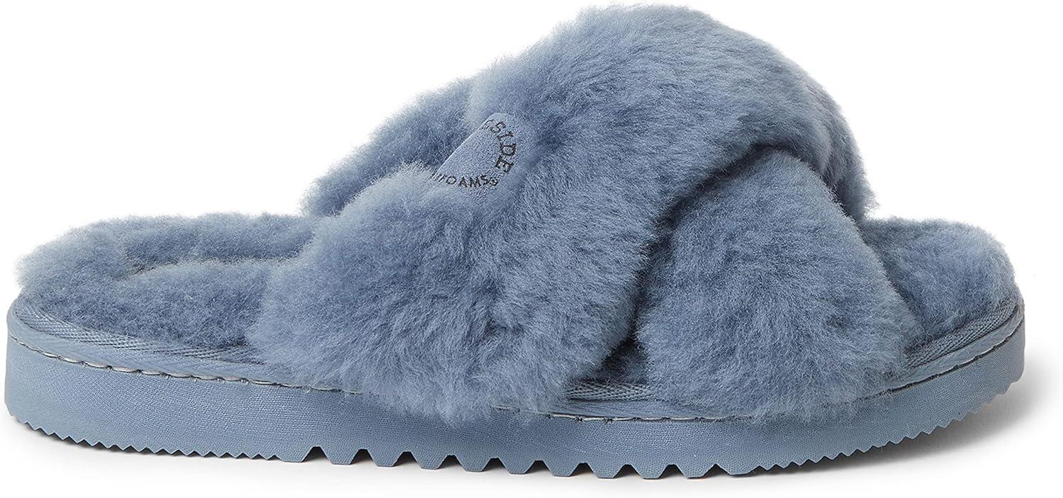 imageFireside by Dearfoams womens Newcastle Crossband All Over Shearling Easy onOff SlideFlintstone