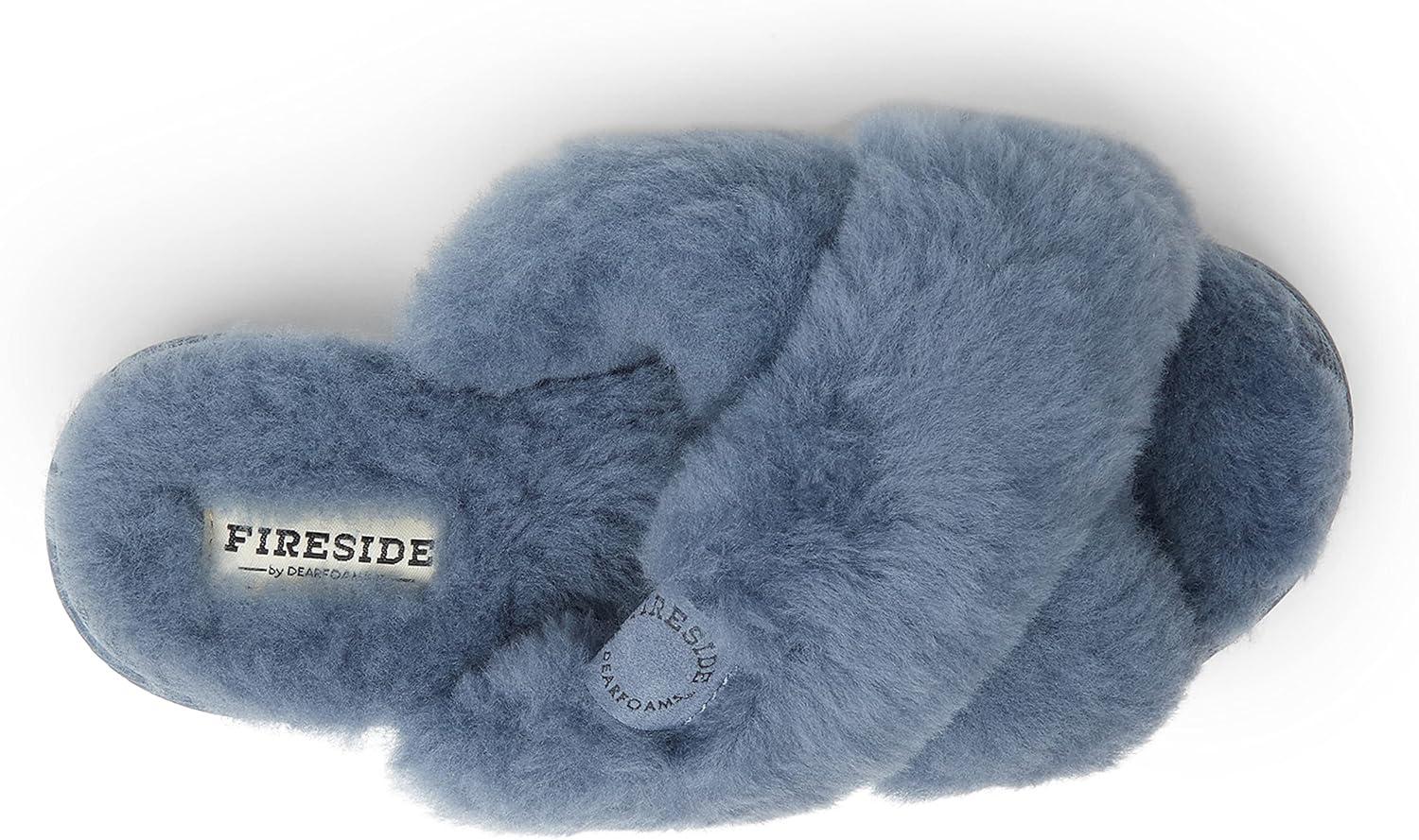 imageFireside by Dearfoams womens Newcastle Crossband All Over Shearling Easy onOff SlideFlintstone