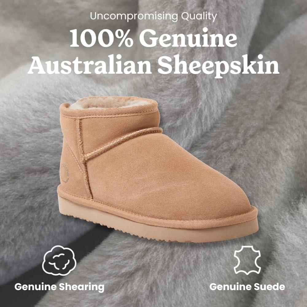 imageFireside by Dearfoams womens Riverland Genuine Shearling Fur Lined Mini Ankle Boot With Platform SlipperDriftwood