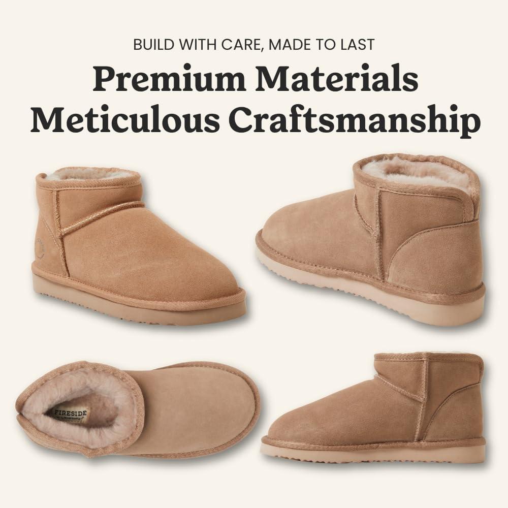 imageFireside by Dearfoams womens Riverland Genuine Shearling Fur Lined Mini Ankle Boot With Platform SlipperDriftwood