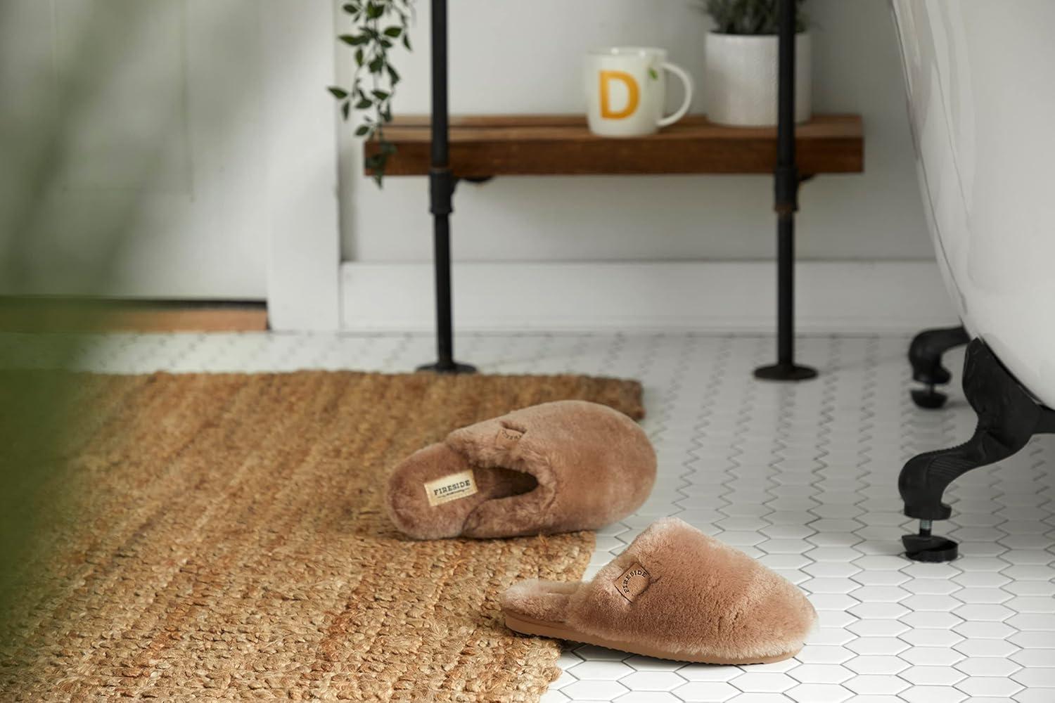 imageFireside by Dearfoams womens Shelly Beach All Over Genuine Shearling Easy onOff ScuffDriftwood