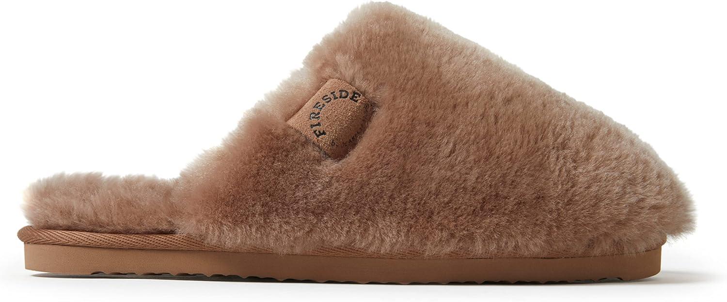 imageFireside by Dearfoams womens Shelly Beach All Over Genuine Shearling Easy onOff ScuffDriftwood