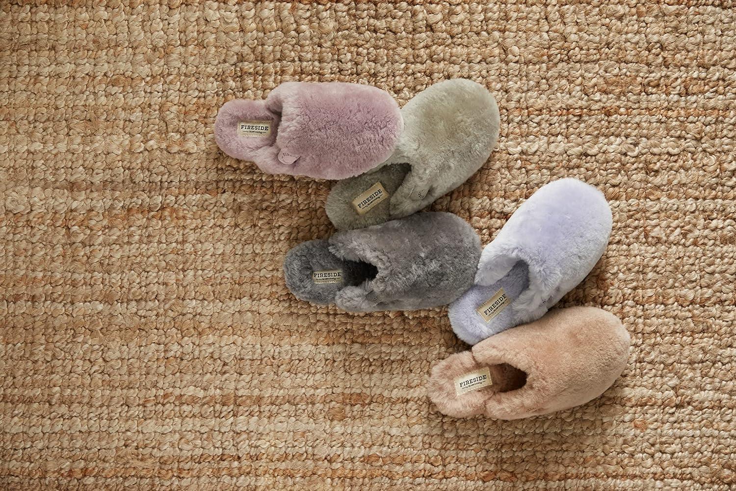 imageFireside by Dearfoams womens Shelly Beach All Over Genuine Shearling Easy onOff ScuffDriftwood