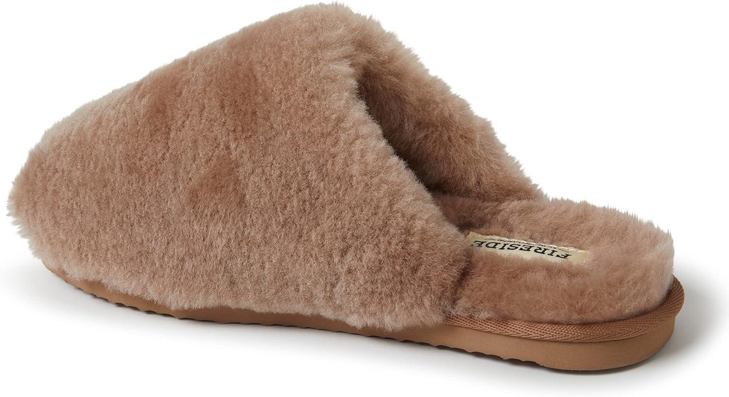 imageFireside by Dearfoams womens Shelly Beach All Over Genuine Shearling Easy onOff ScuffDriftwood
