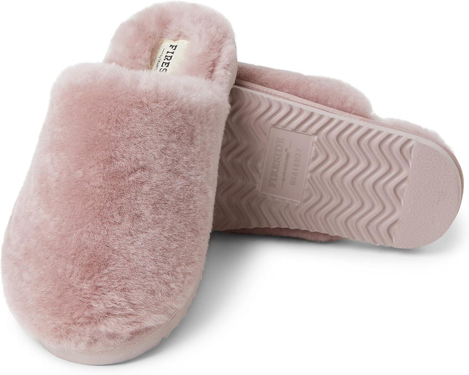 imageFireside by Dearfoams womens Shelly Beach All Over Genuine Shearling Easy onOff ScuffDusty Pink