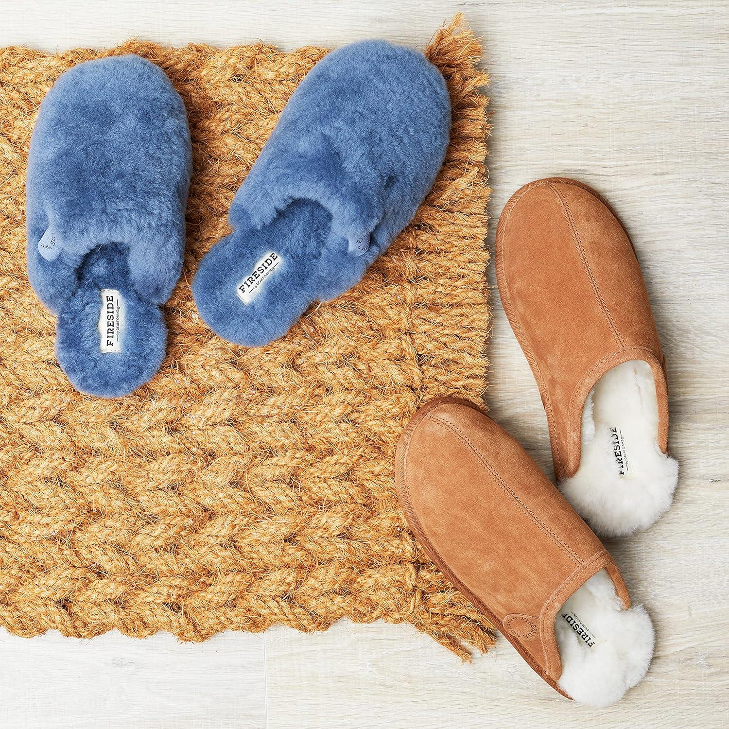 imageFireside by Dearfoams womens Shelly Beach All Over Genuine Shearling Easy onOff ScuffFlintstone