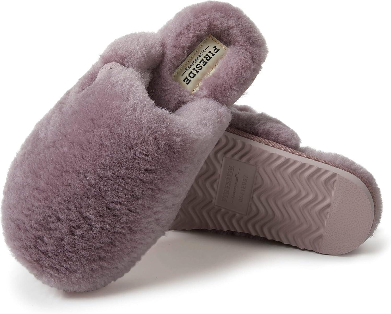 imageFireside by Dearfoams womens Shelly Beach All Over Genuine Shearling Easy onOff ScuffFrosted Plum