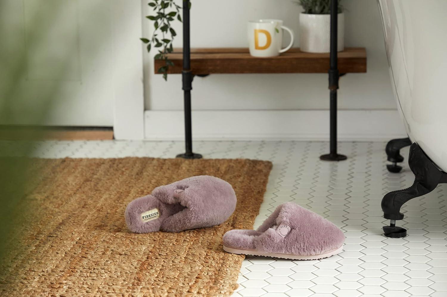 imageFireside by Dearfoams womens Shelly Beach All Over Genuine Shearling Easy onOff ScuffFrosted Plum