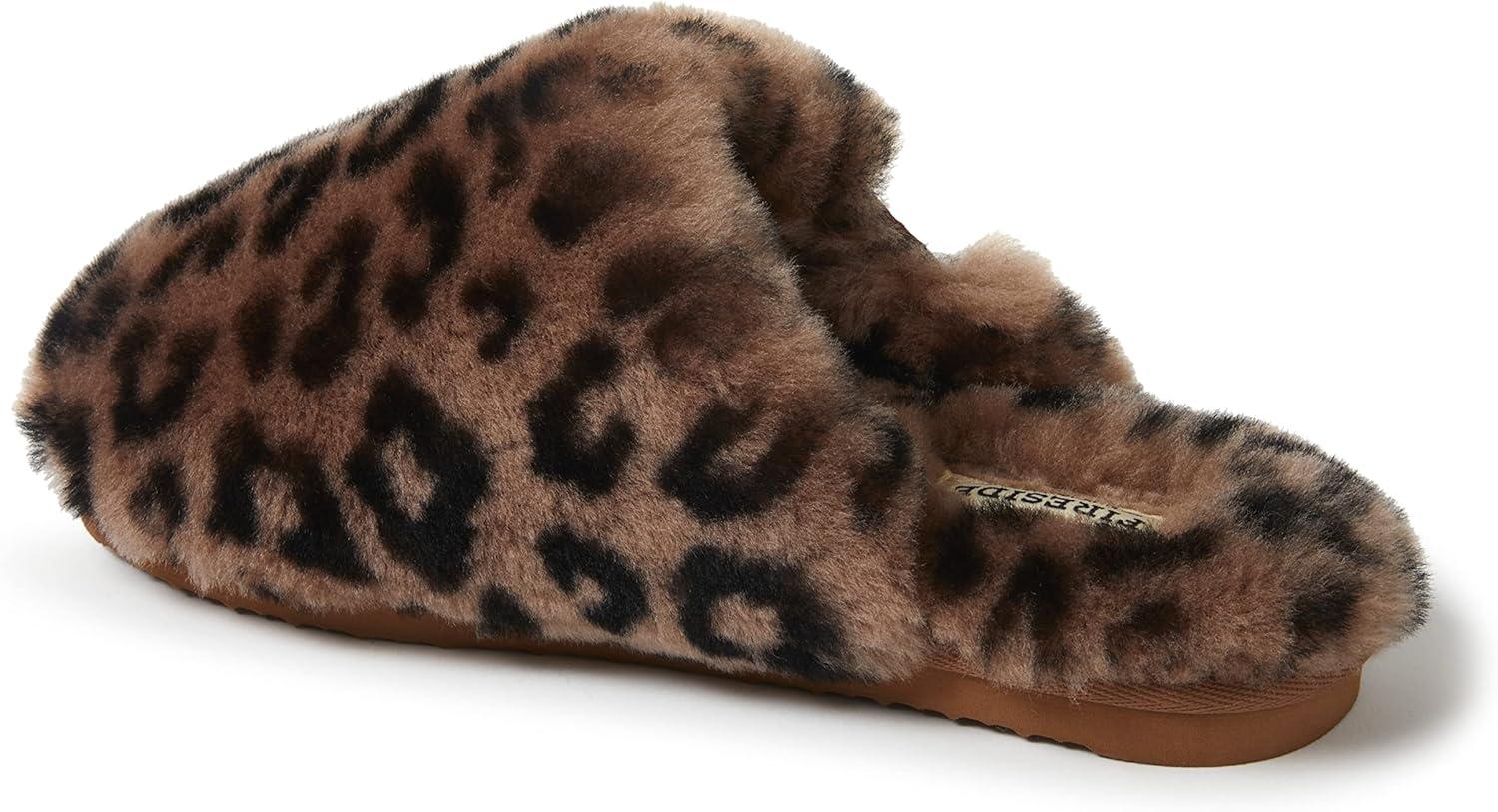 imageFireside by Dearfoams womens Shelly Beach All Over Genuine Shearling Easy onOff ScuffLeopard