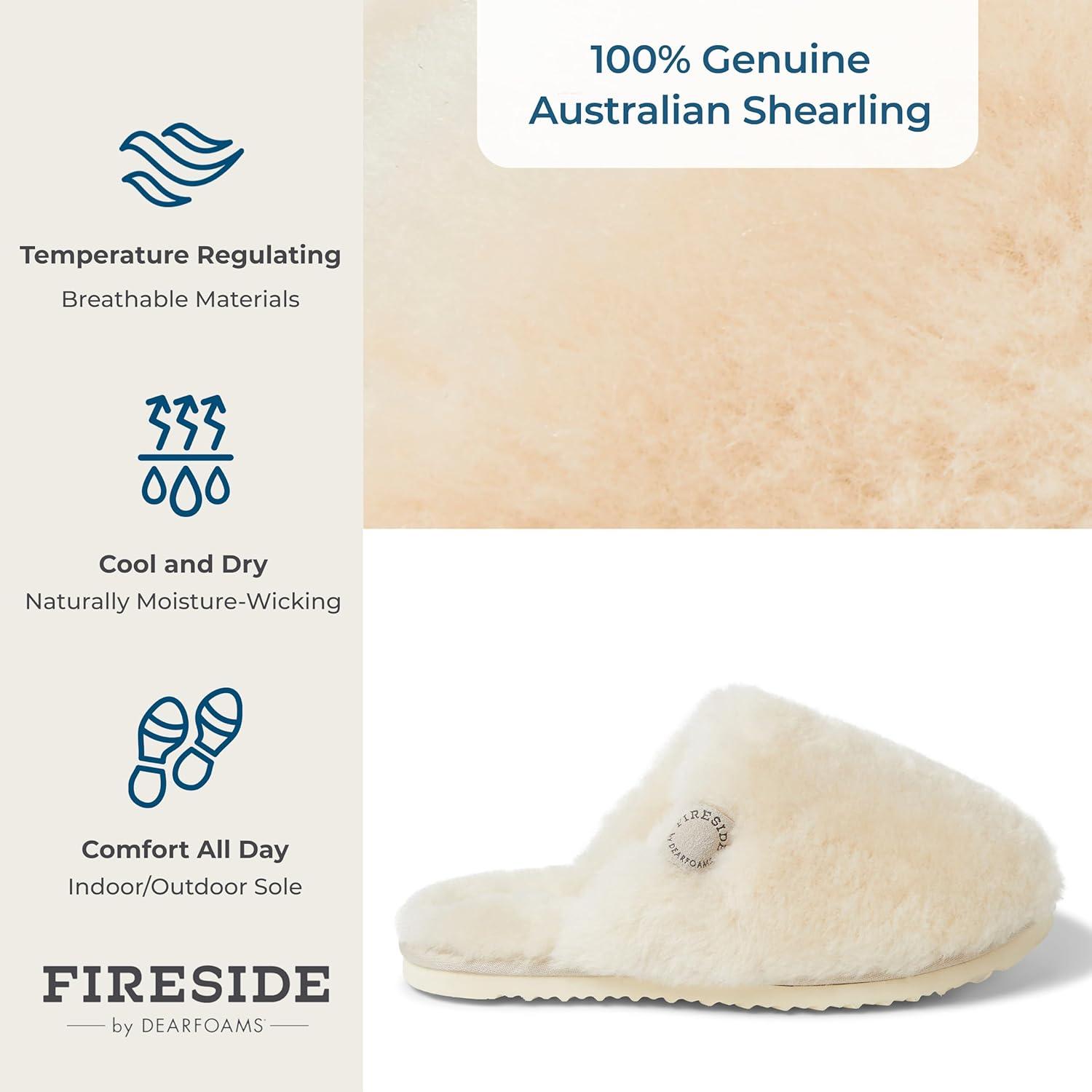 imageFireside by Dearfoams womens Shelly Beach All Over Genuine Shearling Easy onOff ScuffNatural