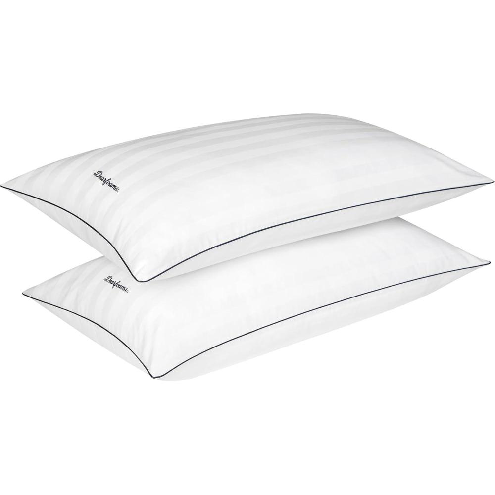 imageDearfoams Bed PillowsSet of 2 King Size Luxurious Cotton Stripe Down Alternative Bed PillowsSupportive for Back Side ampamp Stomach Sleepers