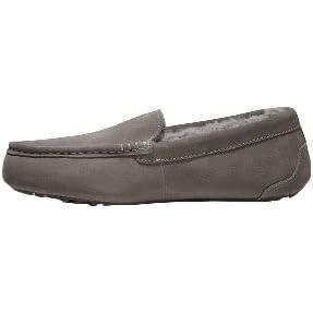 Dearfoams Dluxe Nelson Genuine Shearling Moccasin Slippers Gray (us_footwear_size_system, adult, men, numeric, medium, numeric_10)