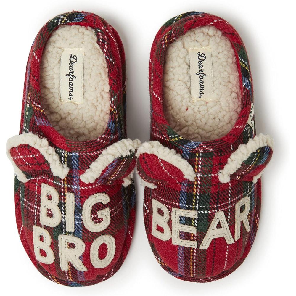 imageDearfoams Matching Family Toddler Lil Bear and Baby Bear Retired Colors SlipperBig Bro Tartan Plaid