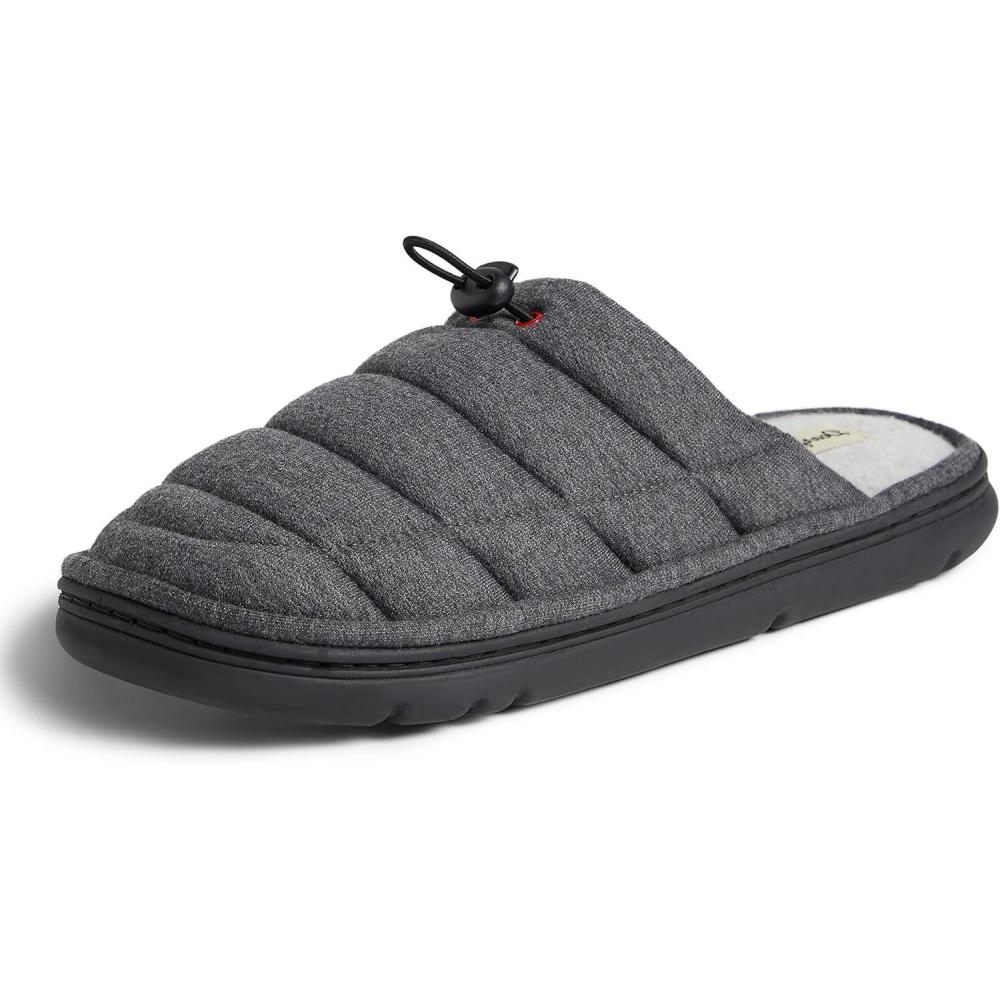 imageDearfoams Mens Austin Quilted Memory Foam Sweatshirt Scuff SlipperBlack