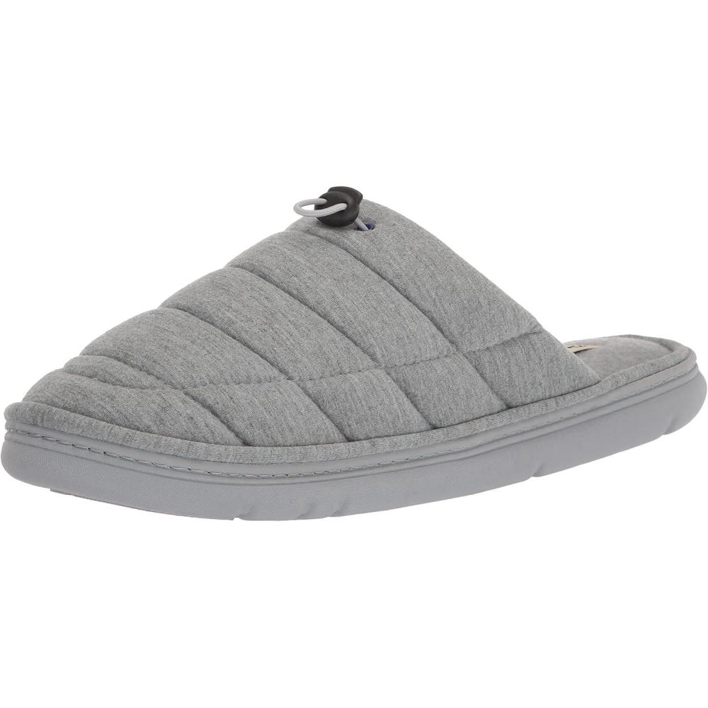 imageDearfoams Mens Austin Quilted Memory Foam Sweatshirt Scuff SlipperLight Heather Grey