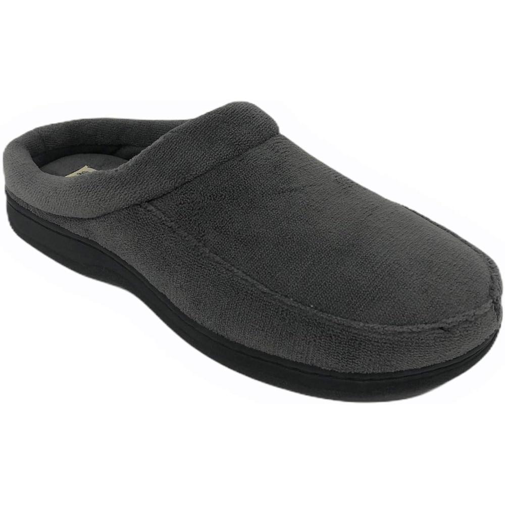 imageDearfoams Mens Microfiber Terry Clog with Memory Foam Slippers Pavement 1112