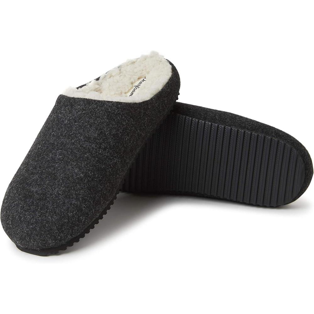 imageDearfoams Mens Microwool Clog with Molded Footbed SlipperBlack