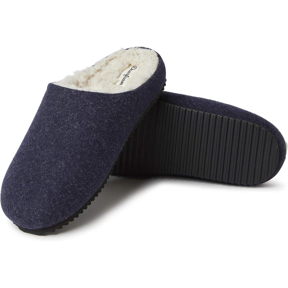 imageDearfoams Mens Microwool Clog with Molded Footbed SlipperNavy