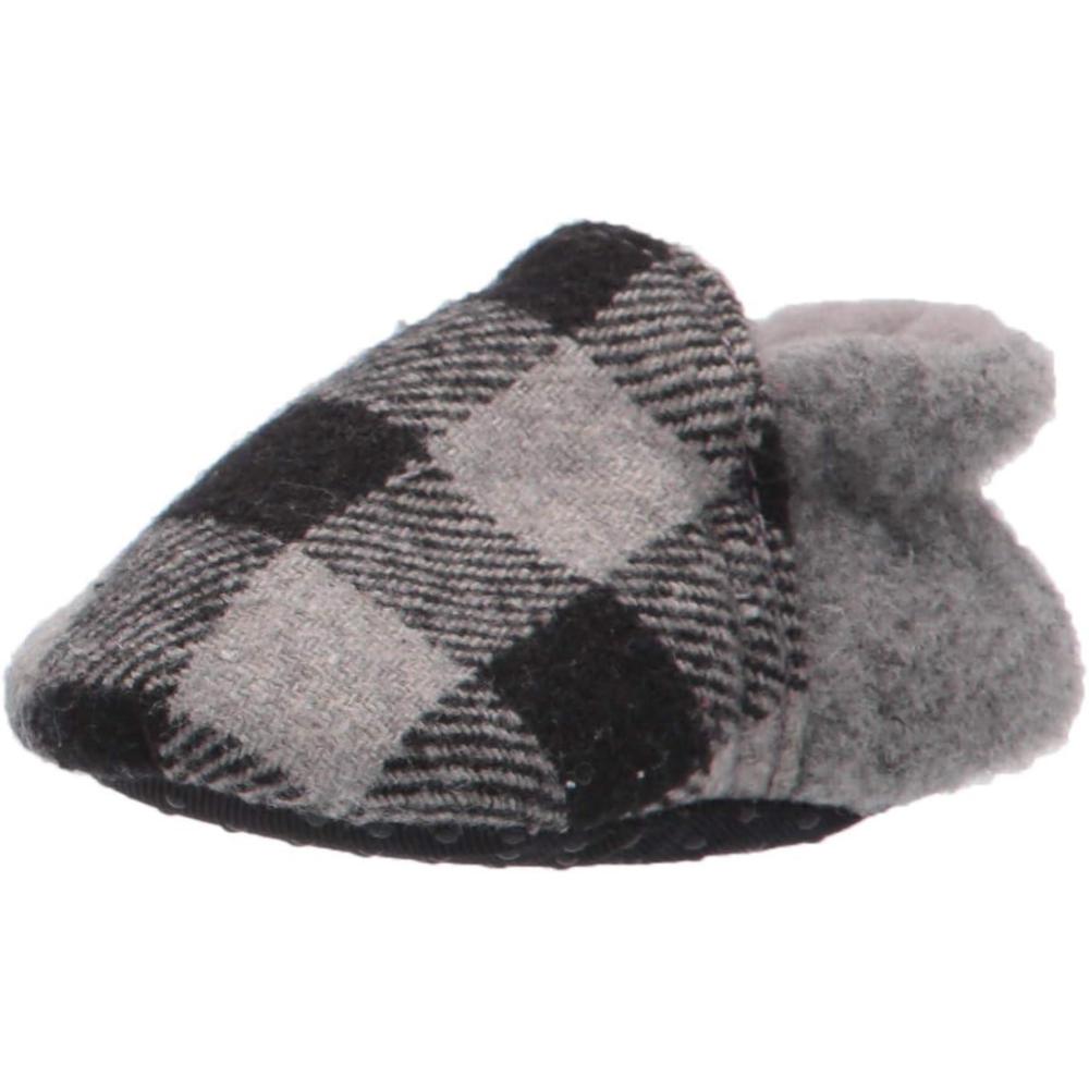 imageDearfoams UnisexChild Emerson Woven Plaid Closed Back SlipperLight Heather Grey