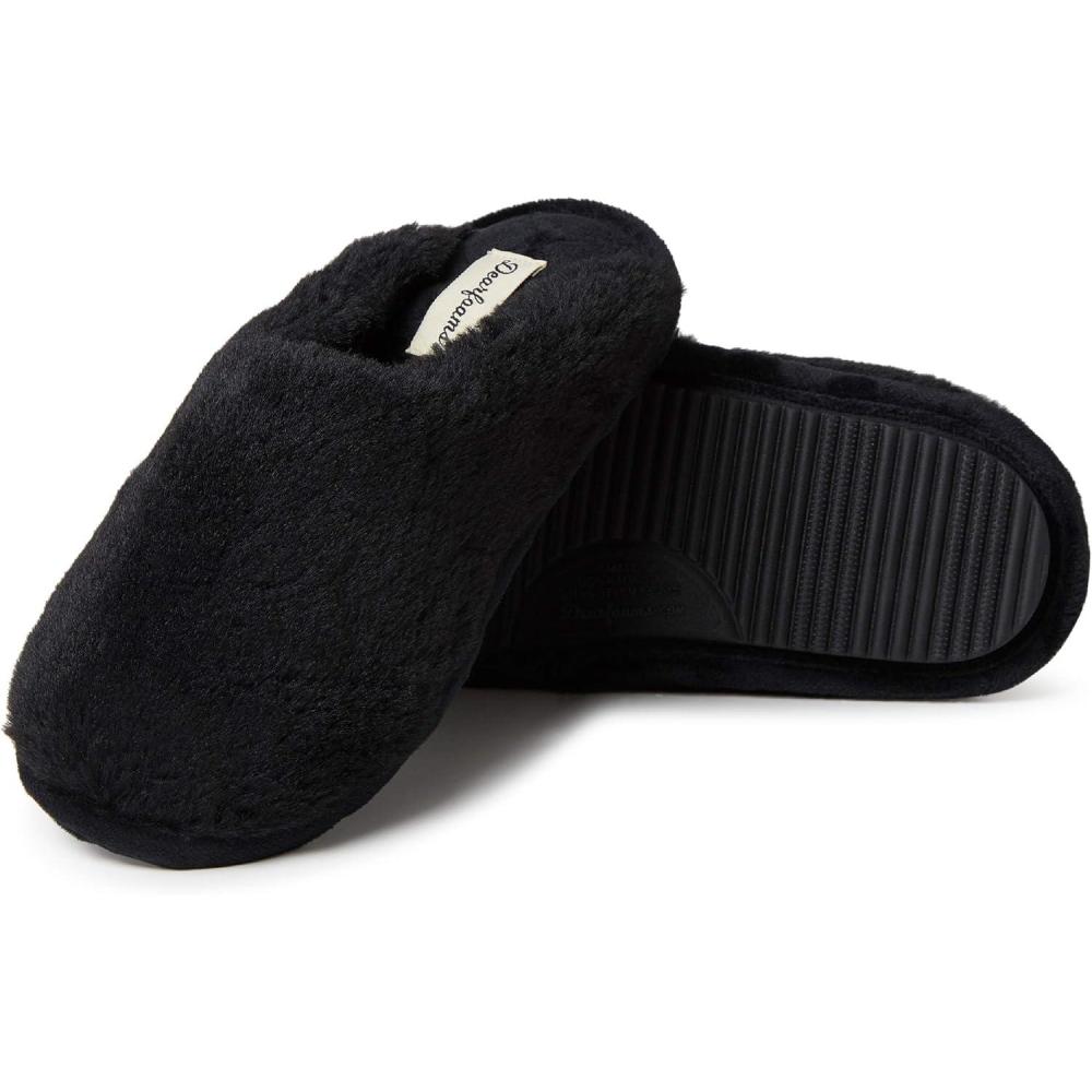 imageDearfoams Womens Bailey Plush Furry Scuff SlipperBlack